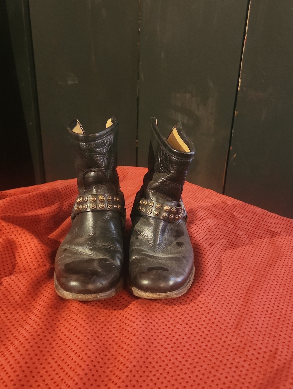Frye London Black Leather Boots With Studded Accents | Women's